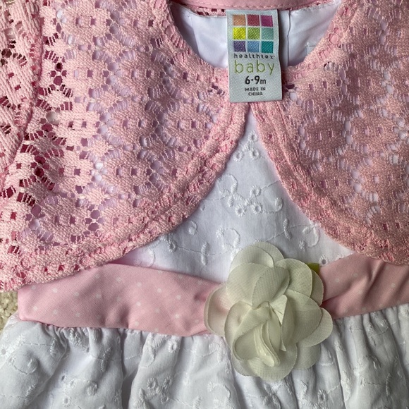 💖SALE 3x$15 Healthtex Pink & white baby girl spring dress. 6-9M - Picture 4 of 5